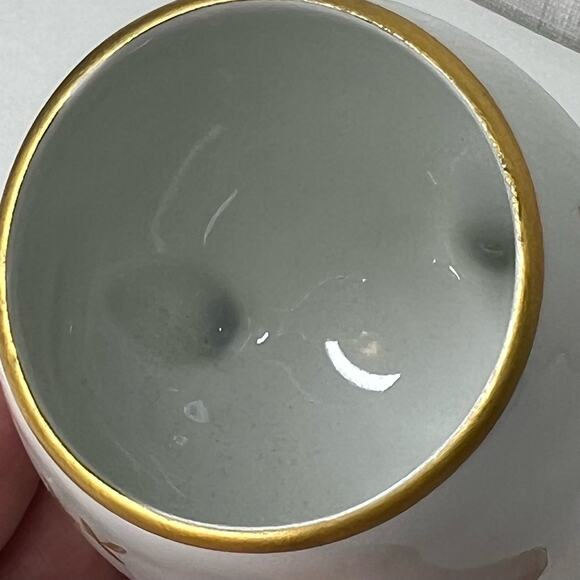 Limoges Egg Shape Vase France Porcelain 24 Kt Gold Rose 3 Footed Hand Painted - Picture 6 of 7